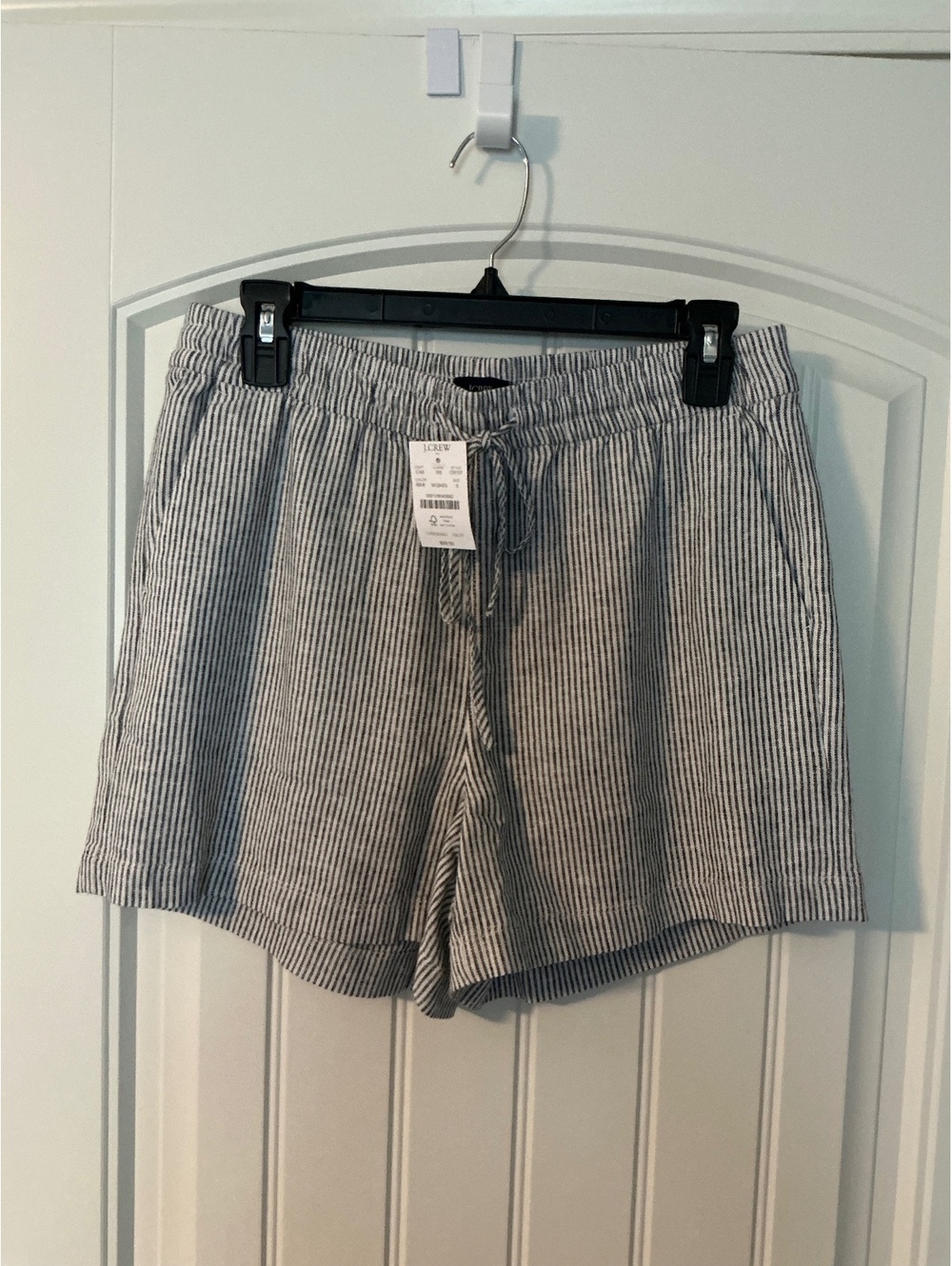 NWT J.Crew Linen Navy Stripe Drawstring Shorts size 6